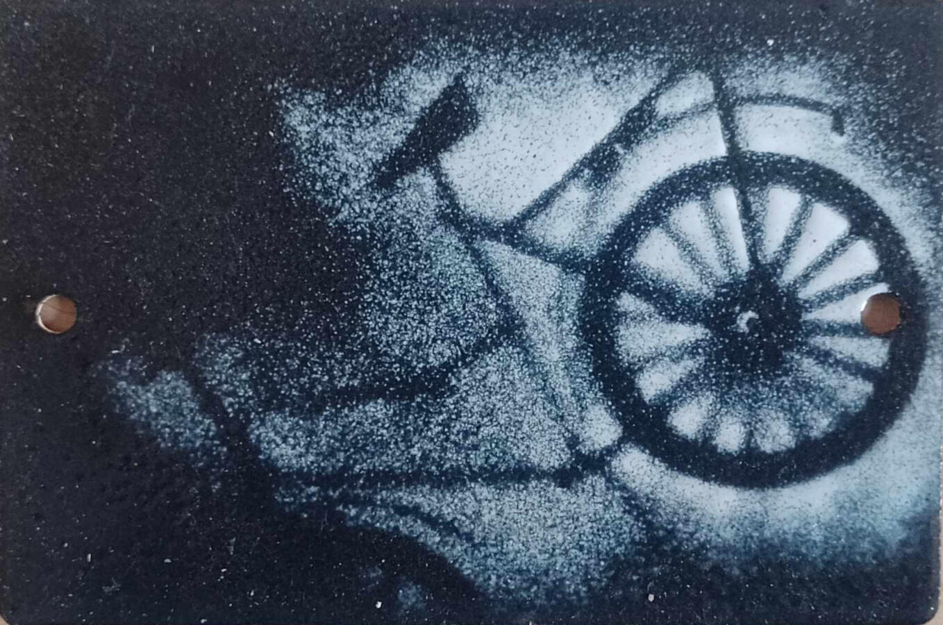 Derailler, ( email sur acier, 15*10 cm)