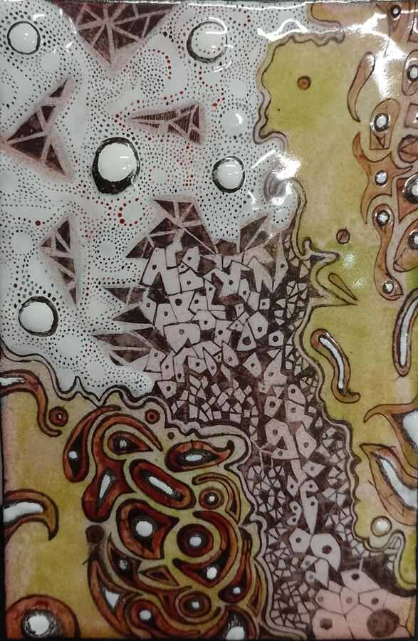 Premiers face a face avec la banquise, ( email sur cuivre, 15*10 cm)